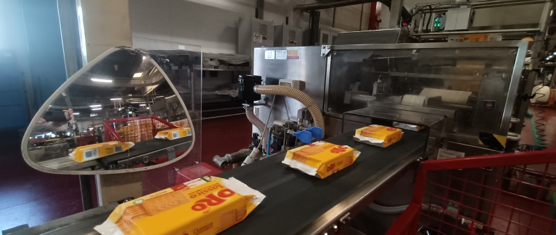 biscuits showing on a factory conveyor belt